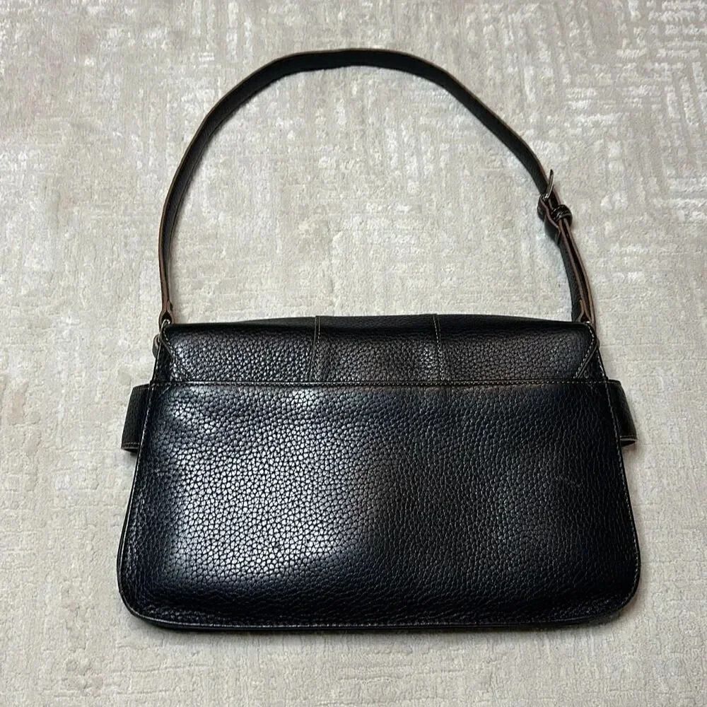 Brighton Black Pebbled Leather Chain Accent Multi Compartment Bag - Picture 6 of 13